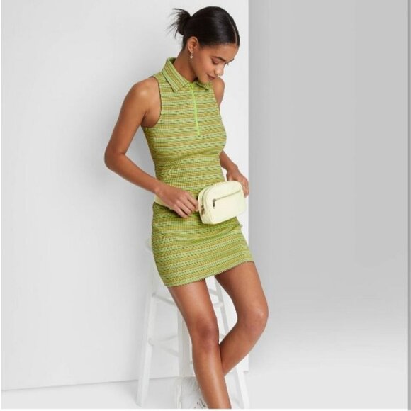 wild fable Dresses & Skirts - Wild Fable womens mini dress Green color Size medium Stretch striped sleeveless